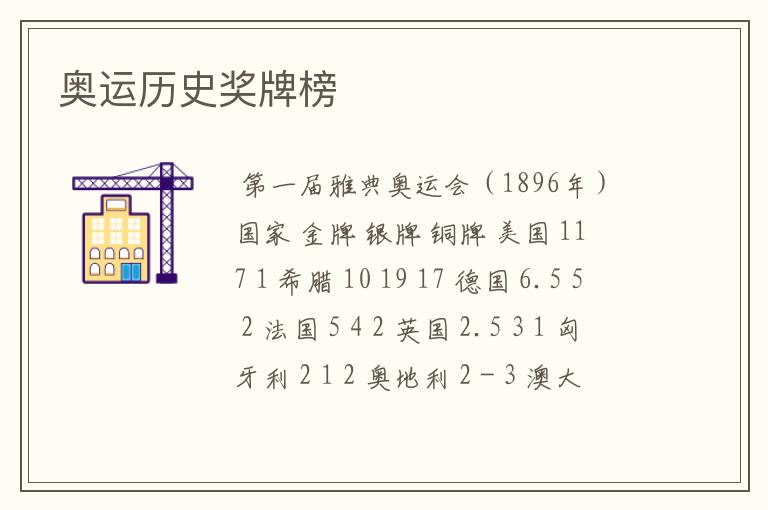 奥运历史奖牌榜