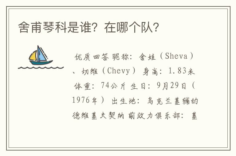 舍甫琴科是谁?在哪个队?