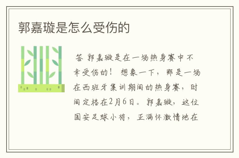 郭嘉璇是怎么受伤的
