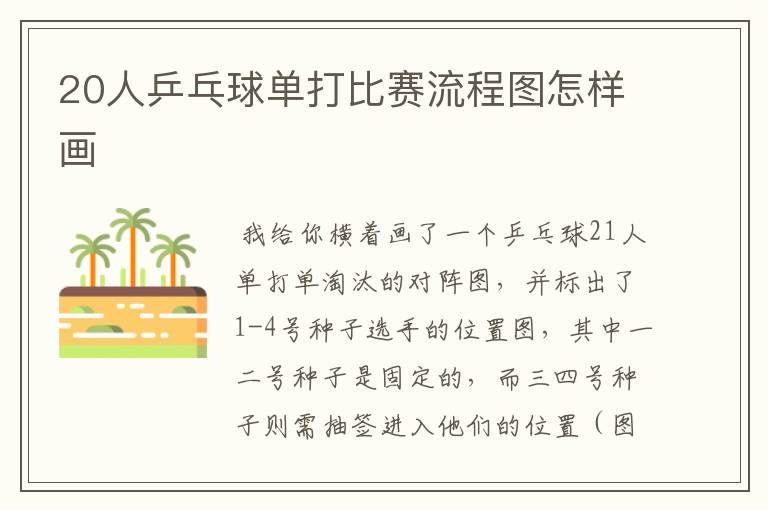 20人乒乓球单打比赛流程图怎样画