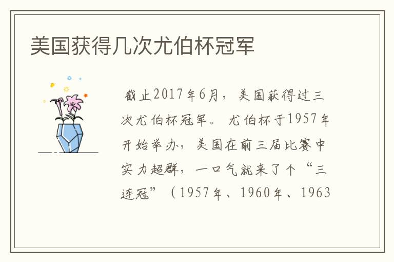 美国获得几次尤伯杯冠军