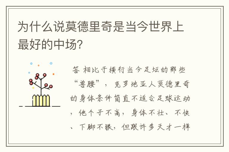 为什么说莫德里奇是当今世界上最好的中场?