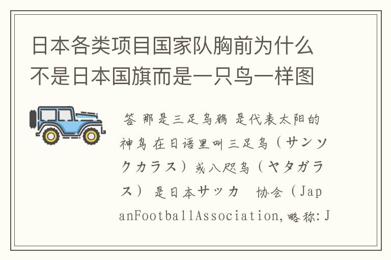 日本各类项目国家队胸前为什么不是日本国旗而是一只鸟一样图标?