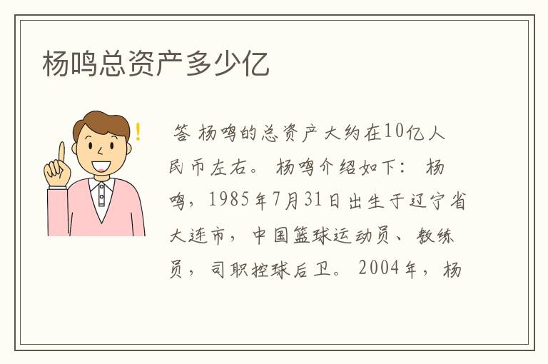杨鸣总资产多少亿
