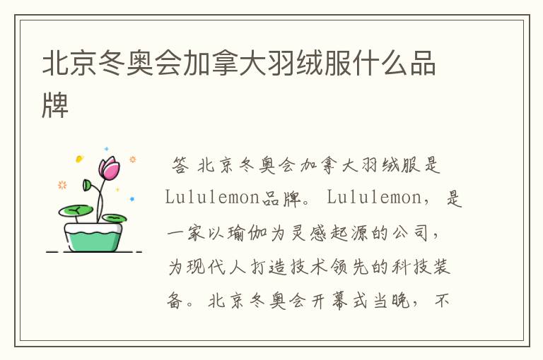 北京冬奥会加拿大羽绒服什么品牌