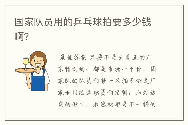 国家队员用的乒乓球拍要多少钱啊?