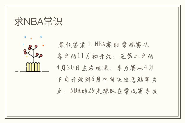求NBA常识
