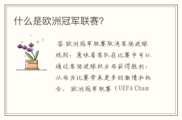 什么是欧洲冠军联赛?