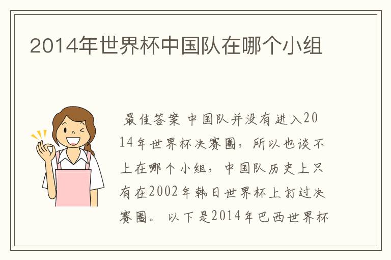 2014年世界杯中国队在哪个小组