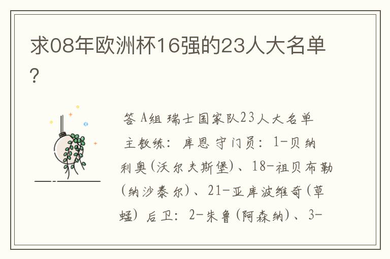 求08年欧洲杯16强的23人大名单?