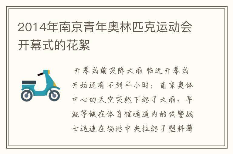 2014年南京青年奥林匹克运动会开幕式的花絮