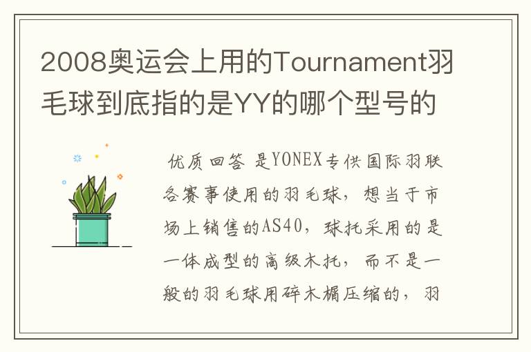 2008奥运会上用的Tournament羽毛球到底指的是YY的哪个型号的球?