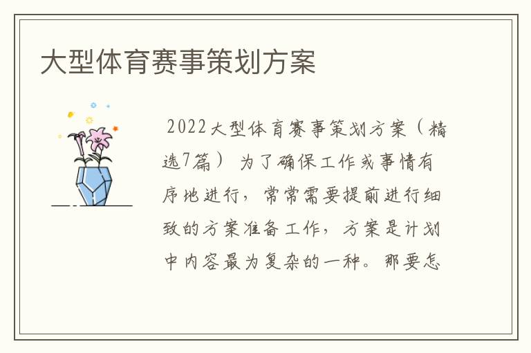 大型体育赛事策划方案