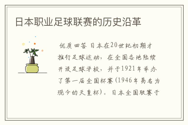 日本职业足球联赛的历史沿革