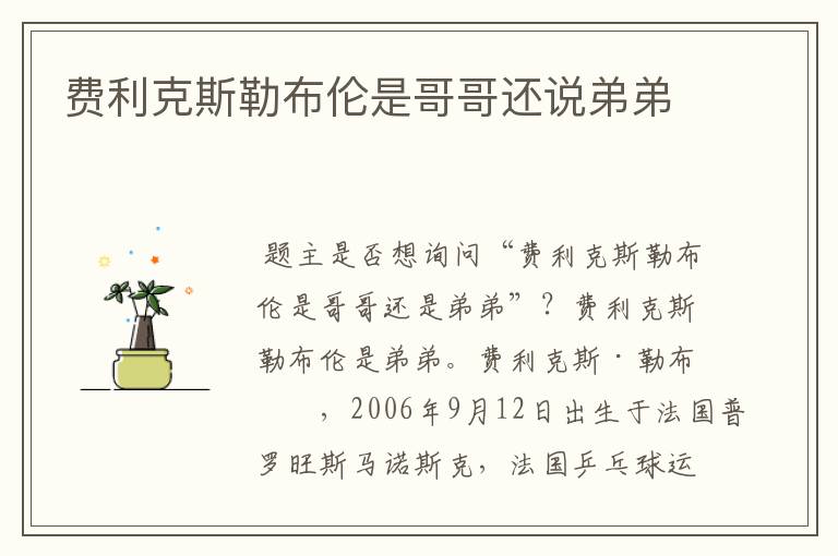 费利克斯勒布伦是哥哥还说弟弟