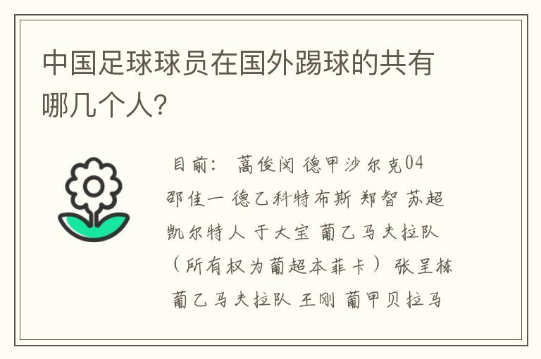 中国足球球员在国外踢球的共有哪几个人?