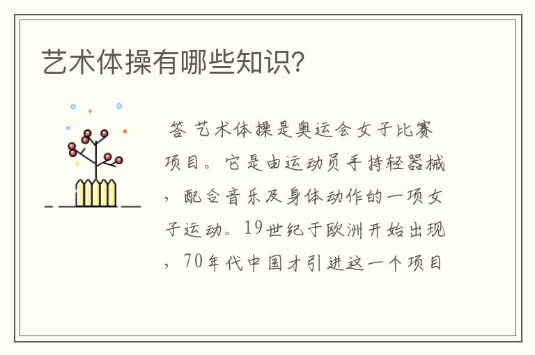 艺术体操有哪些知识?