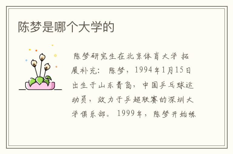陈梦是哪个大学的