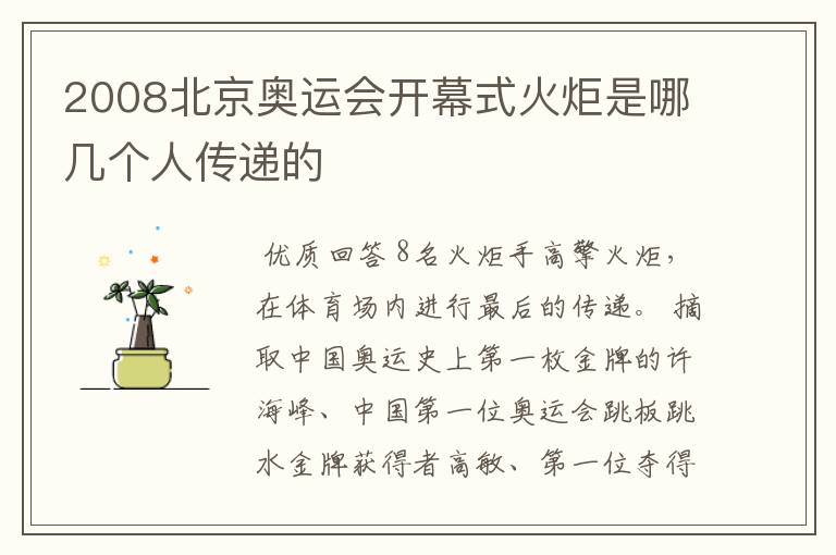 2008北京奥运会开幕式火炬是哪几个人传递的