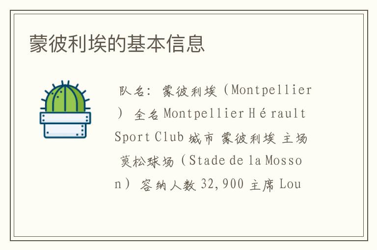 蒙彼利埃的基本信息
