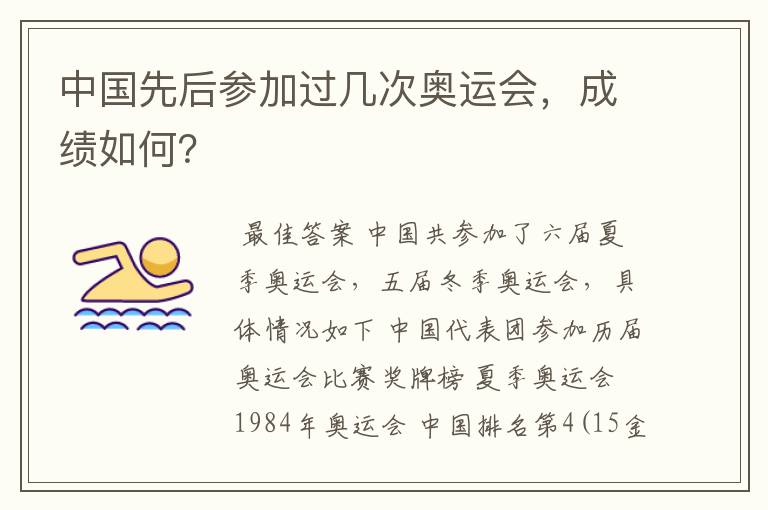 中国先后参加过几次奥运会，成绩如何？