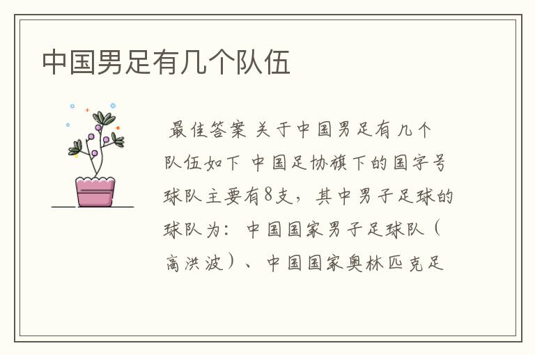 中国男足有几个队伍