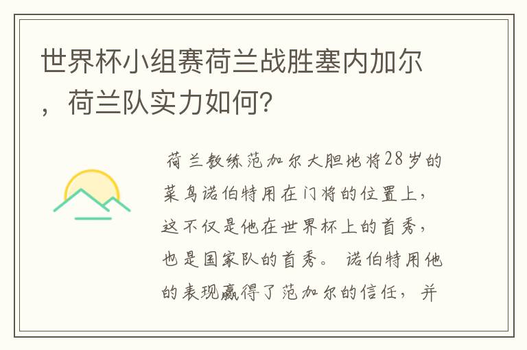 世界杯小组赛荷兰战胜塞内加尔,荷兰队实力如何?