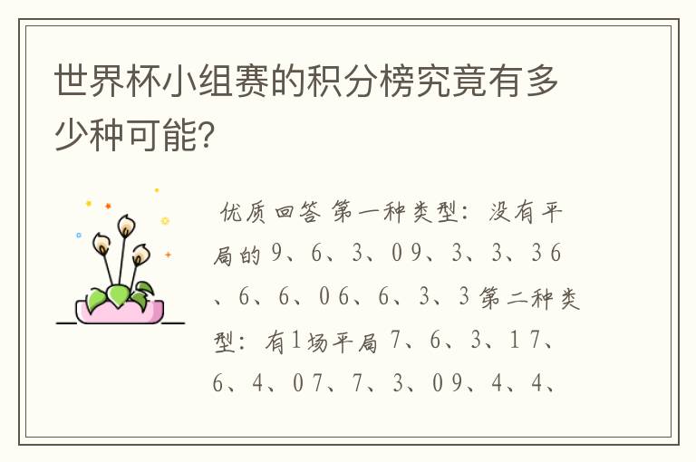 世界杯小组赛的积分榜究竟有多少种可能?