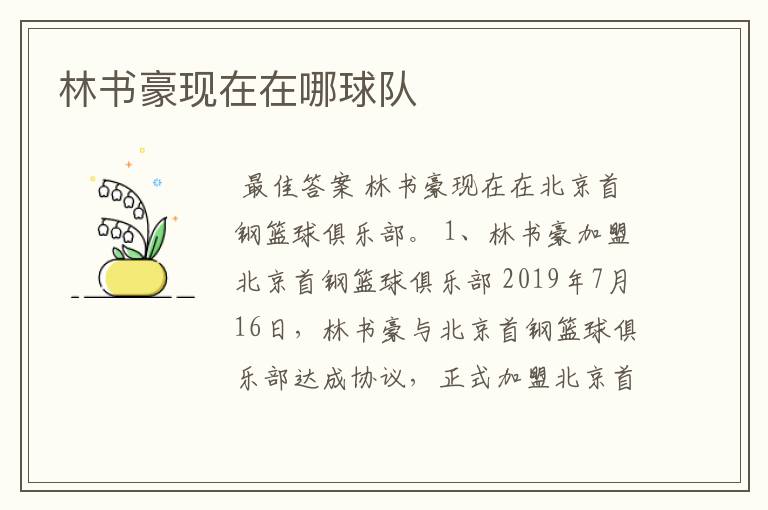 林书豪现在在哪球队