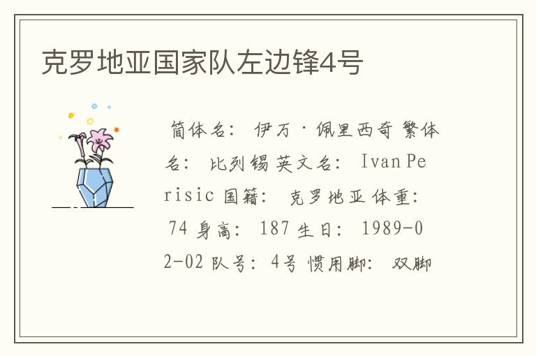 克罗地亚国家队左边锋4号