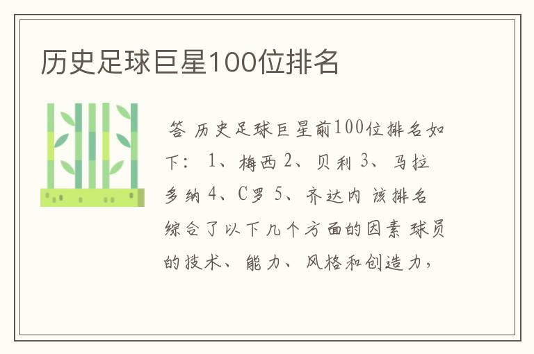 历史足球巨星100位排名