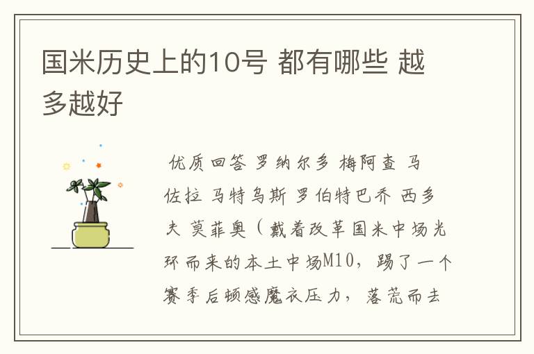 国米历史上的10号 都有哪些 越多越好