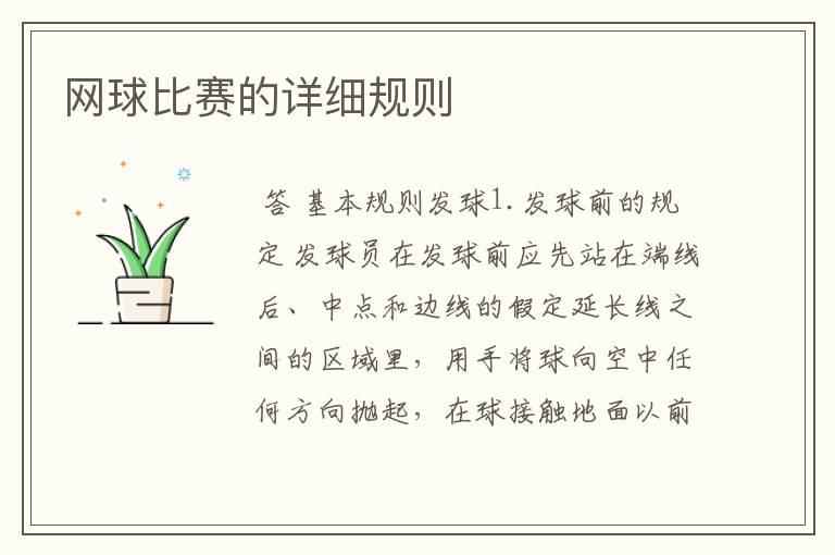 网球比赛的详细规则