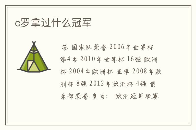 c罗拿过什么冠军