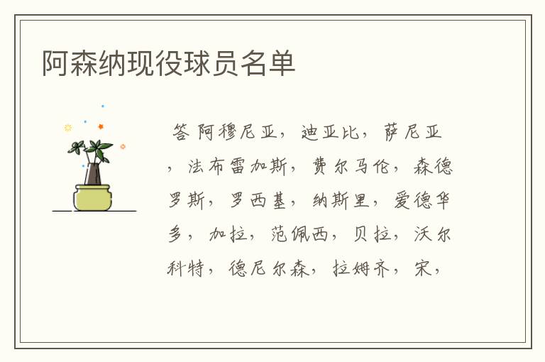 阿森纳现役球员名单