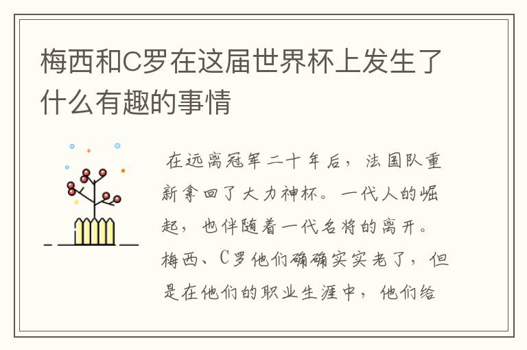梅西和C罗在这届世界杯上发生了什么有趣的事情