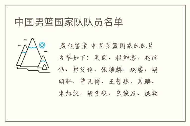 中国男篮国家队队员名单