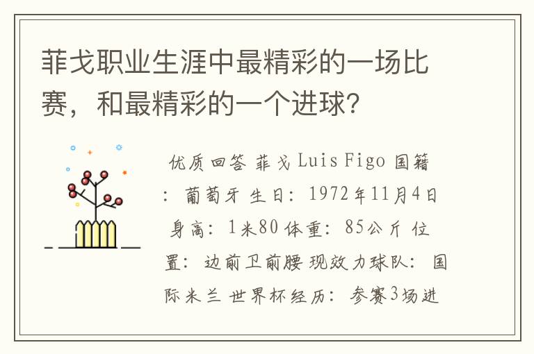 菲戈职业生涯中最精彩的一场比赛,和最精彩的一个进球?