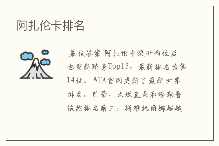 阿扎伦卡排名