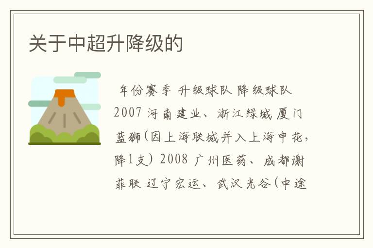 关于中超升降级的