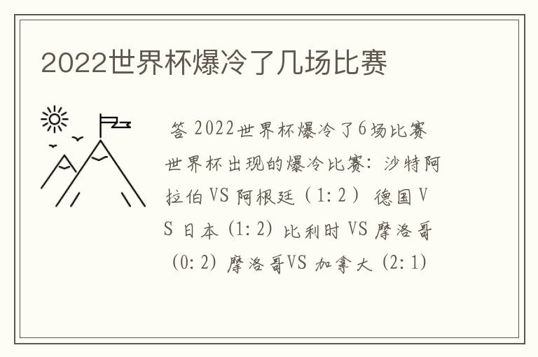 2022世界杯爆冷了几场比赛