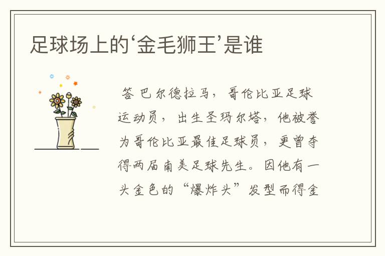 足球场上的‘金毛狮王’是谁