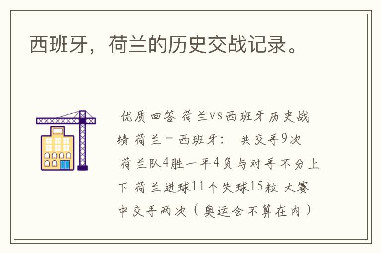 西班牙,荷兰的历史交战记录。