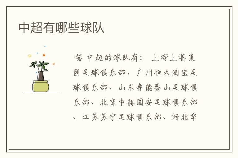 中超有哪些球队