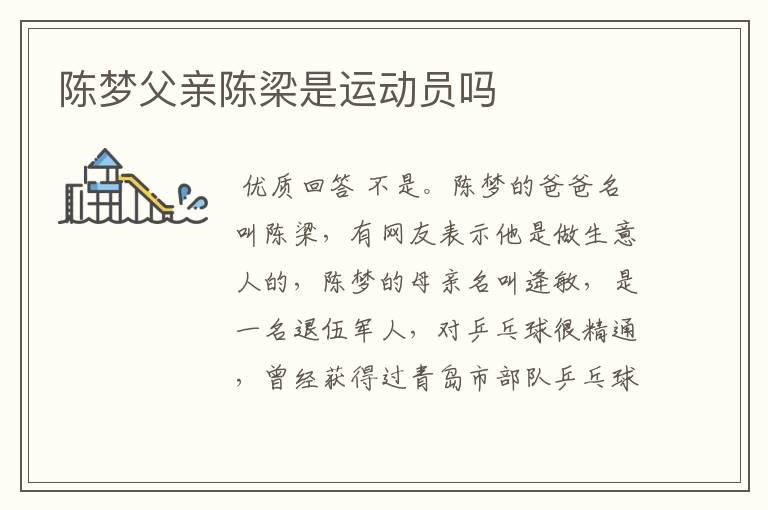 陈梦父亲陈梁是运动员吗