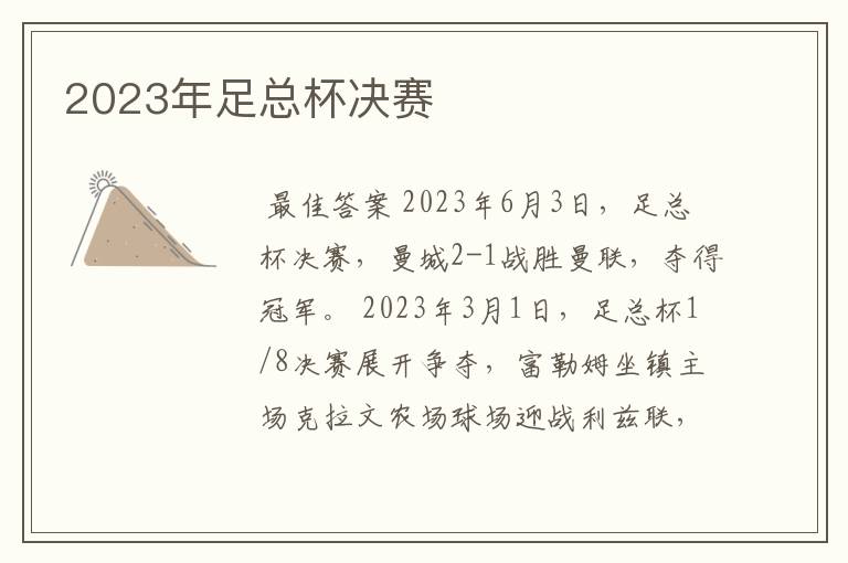 2023年足总杯决赛