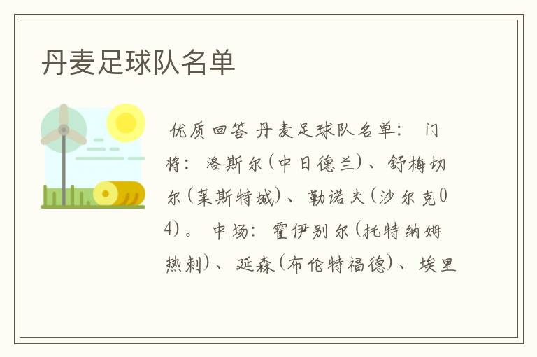 丹麦足球队名单