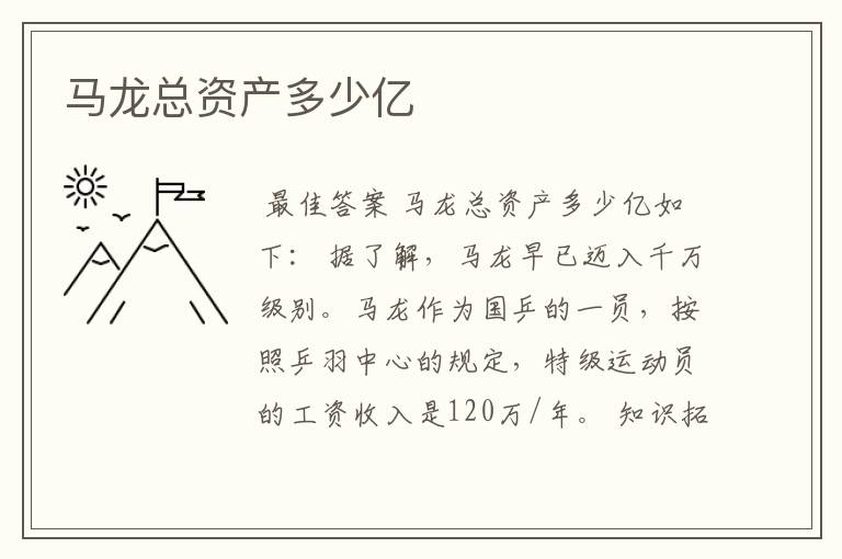 马龙总资产多少亿