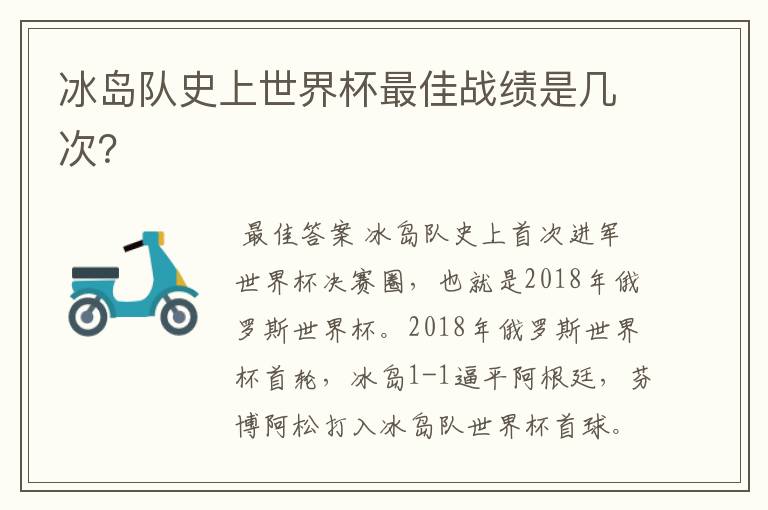 冰岛队史上世界杯最佳战绩是几次?