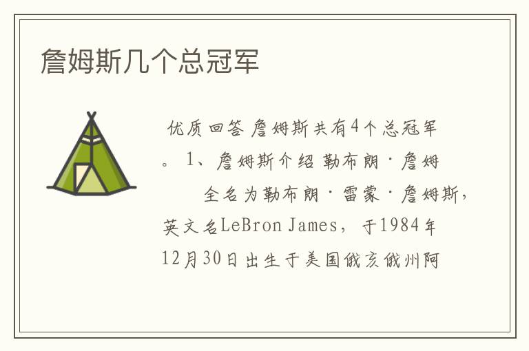 詹姆斯几个总冠军